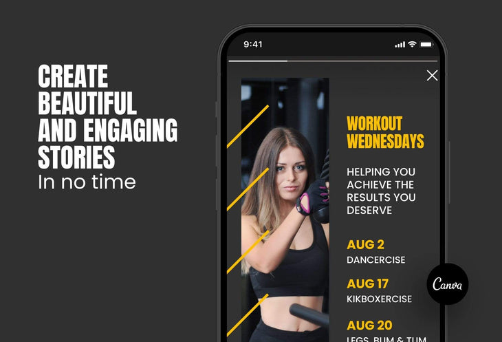 Ladystrategist FITNESS POWER - 97 Done-for-You Fitness Instagram Stories - Fully Editable Canva Templates instagram canva templates social media templates etsy free canva templates