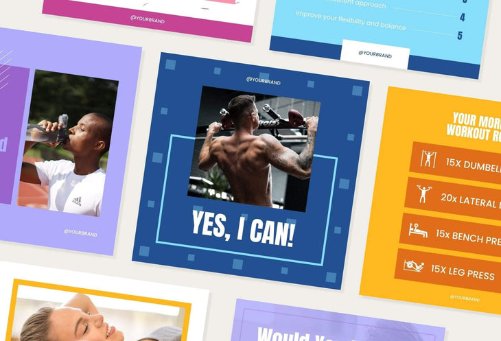 Ladystrategist FITNESS TREND - 97 Done-for-You Fitness Instagram Posts - Fully Editable Canva Templates instagram canva templates social media templates etsy free canva templates
