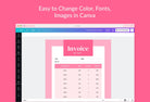 Ladystrategist Flamingo Pink Invoice Canva Template Printable and Editable instagram canva templates social media templates etsy free canva templates