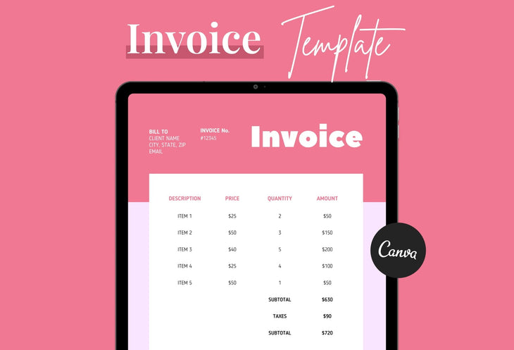 Ladystrategist French Pink Invoice Canva Template Printable and Editable instagram canva templates social media templates etsy free canva templates