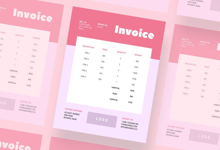 Ladystrategist French Pink Invoice Canva Template Printable and Editable instagram canva templates social media templates etsy free canva templates