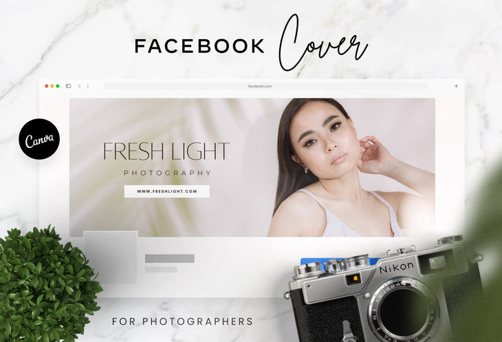 Ladystrategist Fresh Light Photography Facebook Cover for Photographers Editable Canva Template instagram canva templates social media templates etsy free canva templates