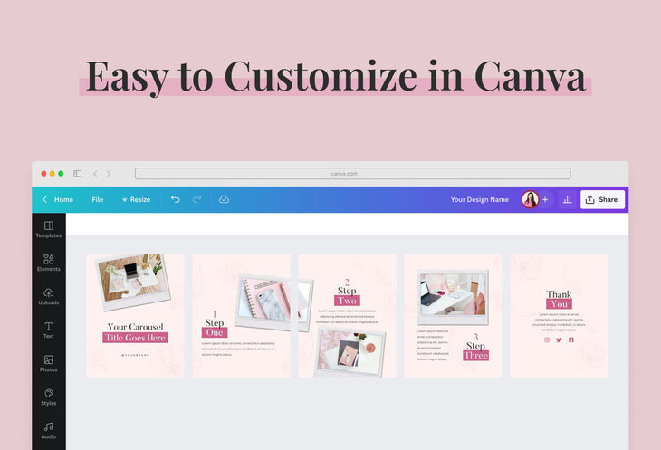 Ladystrategist Girly Carousel Instagram Engagement Booster Canva Template instagram canva templates social media templates etsy free canva templates