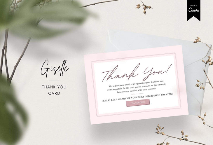 Ladystrategist Giselle Printable Thank You Card Packaging Insert Note Canva Template instagram canva templates social media templates etsy free canva templates