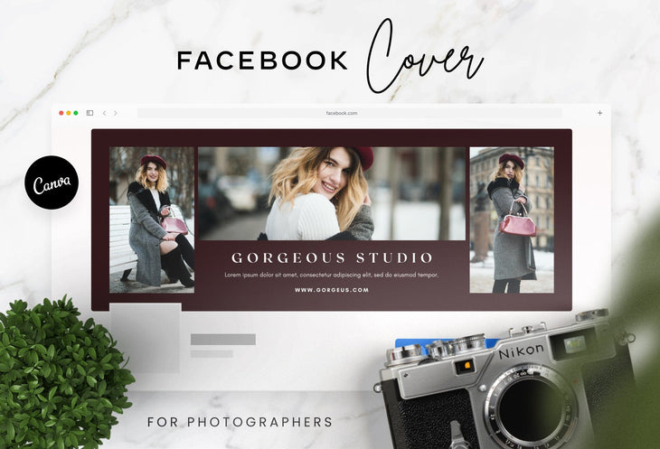Ladystrategist Gorgeous Studio Facebook Cover for Photographers Editable Canva Template instagram canva templates social media templates etsy free canva templates