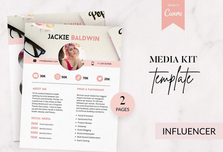 Ladystrategist Jackie Baldwin Media Kit Canva Template for Influencers instagram canva templates social media templates etsy free canva templates