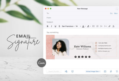 Ladystrategist Kate Email Signature Template Editable Canva Template Rose Gold instagram canva templates social media templates etsy free canva templates