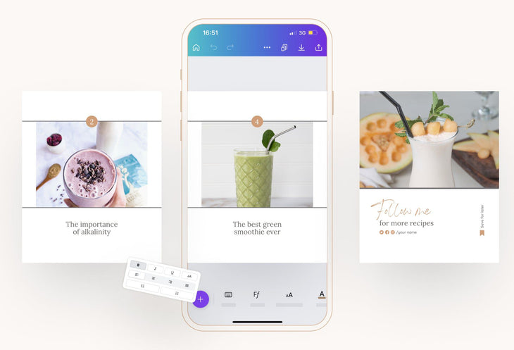 Ladystrategist Layla Food and Nutrition 6-Page Carousel Canva Template instagram canva templates social media templates etsy free canva templates