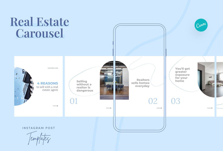 Ladystrategist Lily Real Estate 6-Page Carousel Canva Template instagram canva templates social media templates etsy free canva templates