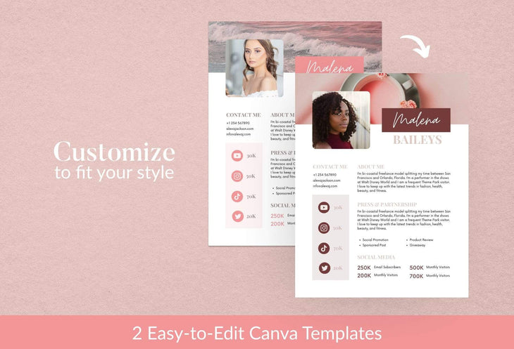 Ladystrategist Malena Media Kit Canva Template for Influencers instagram canva templates social media templates etsy free canva templates