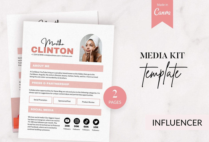 Ladystrategist Martha Clinton Media Kit Canva Template for Influencers instagram canva templates social media templates etsy free canva templates