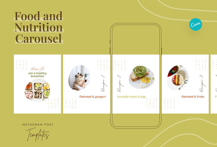 Ladystrategist Mary Food and Nutrition 6-Page Carousel Canva Template instagram canva templates social media templates etsy free canva templates