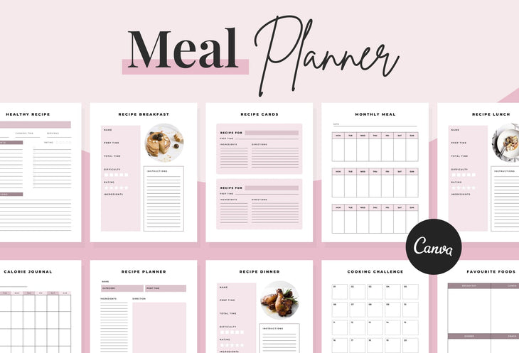 Ladystrategist Meal Planner Printable and Editable Canva Template instagram canva templates social media templates etsy free canva templates