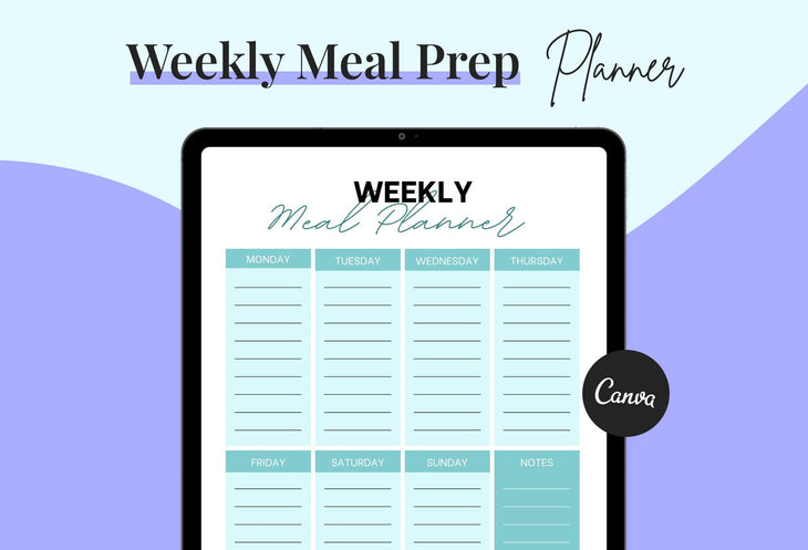 Ladystrategist Medium Sky Blue Weekly Meal Planner Printable and Editable Canva Template instagram canva templates social media templates etsy free canva templates