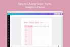Ladystrategist Metallic Pink Annual Bill Tracker Printable and Editable Canva Template instagram canva templates social media templates etsy free canva templates