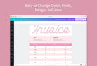 Ladystrategist Mimi Pink Invoice Canva Template Printable and Editable instagram canva templates social media templates etsy free canva templates