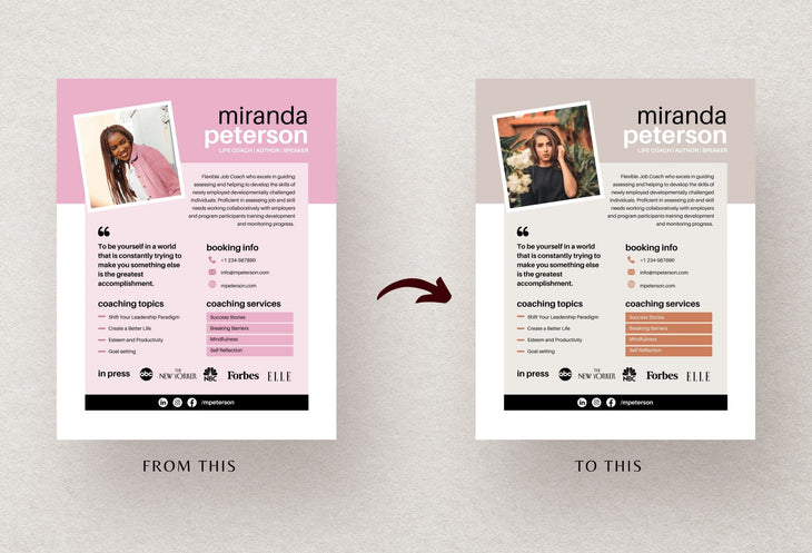 Ladystrategist Miranda Speaker One-Sheet Canva Template instagram canva templates social media templates etsy free canva templates