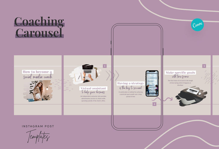 Ladystrategist Olivia Coaching 6-Page Carousel Canva Template instagram canva templates social media templates etsy free canva templates