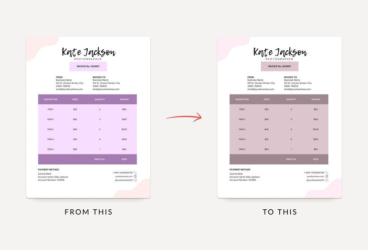 Ladystrategist Pale Lavender Invoice Canva Template Printable and Editable instagram canva templates social media templates etsy free canva templates