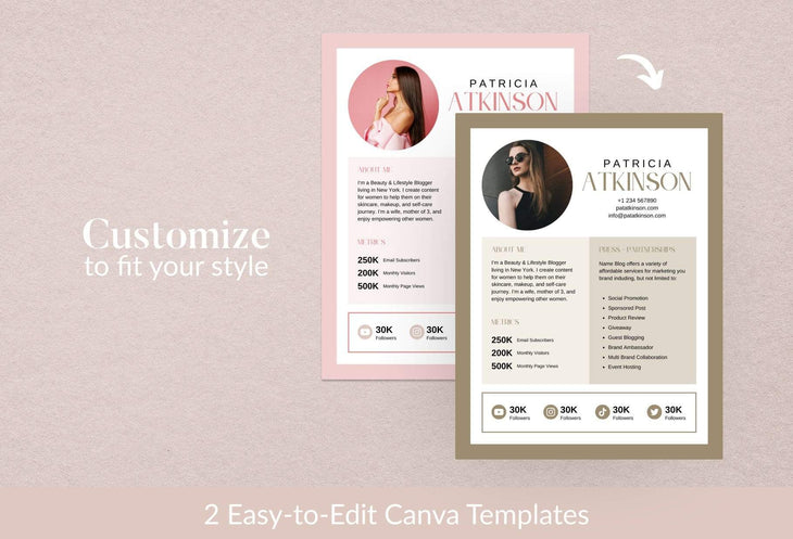 Ladystrategist Patricia Media Kit Canva Template for Influencers instagram canva templates social media templates etsy free canva templates