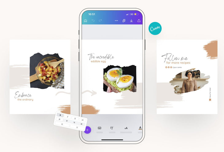 Ladystrategist Penelope Food and Nutrition 6-Page Carousel Canva Template instagram canva templates social media templates etsy free canva templates
