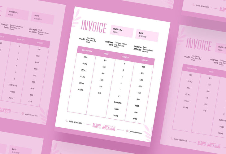 Ladystrategist Persian Pink Invoice Canva Template Printable and Editable instagram canva templates social media templates etsy free canva templates