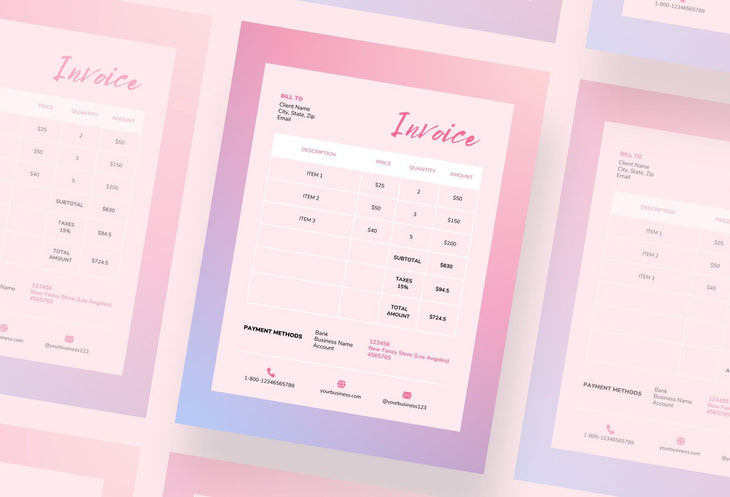 Ladystrategist Piggy Pink Invoice Canva Template Printable and Editable instagram canva templates social media templates etsy free canva templates