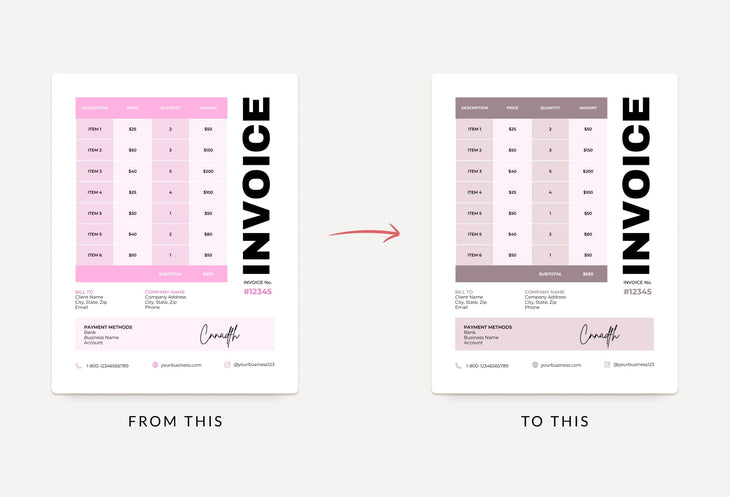 Ladystrategist Pink Pearl Invoice Canva Template Printable and Editable instagram canva templates social media templates etsy free canva templates