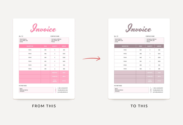 Ladystrategist Printable and Editable Invoice Canva Template Salmon Pink instagram canva templates social media templates etsy free canva templates