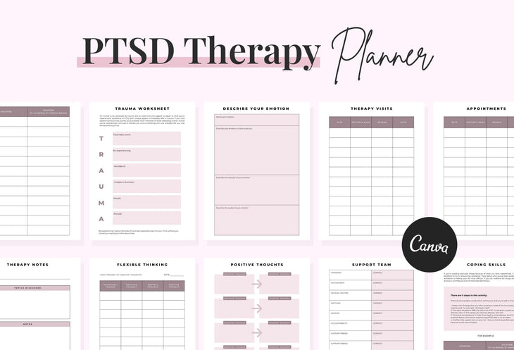 Ladystrategist PTSD Therapy Planner Canva Template for Coaches instagram canva templates social media templates etsy free canva templates