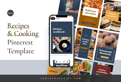 Ladystrategist Recipes and Cooking Pinterest Template instagram canva templates social media templates etsy free canva templates