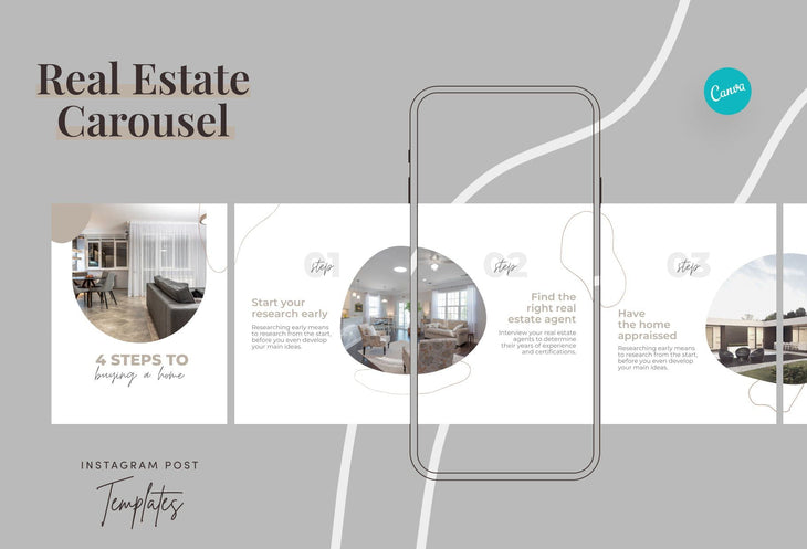 Ladystrategist Riley Real Estate 6-Page Carousel Canva Template instagram canva templates social media templates etsy free canva templates