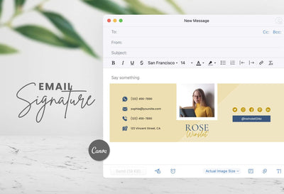 Ladystrategist Rose Email Signature Template Editable Canva Template Rose Gold instagram canva templates social media templates etsy free canva templates