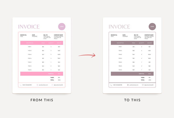 Ladystrategist Rose Pink Invoice Canva Template Printable and Editable instagram canva templates social media templates etsy free canva templates