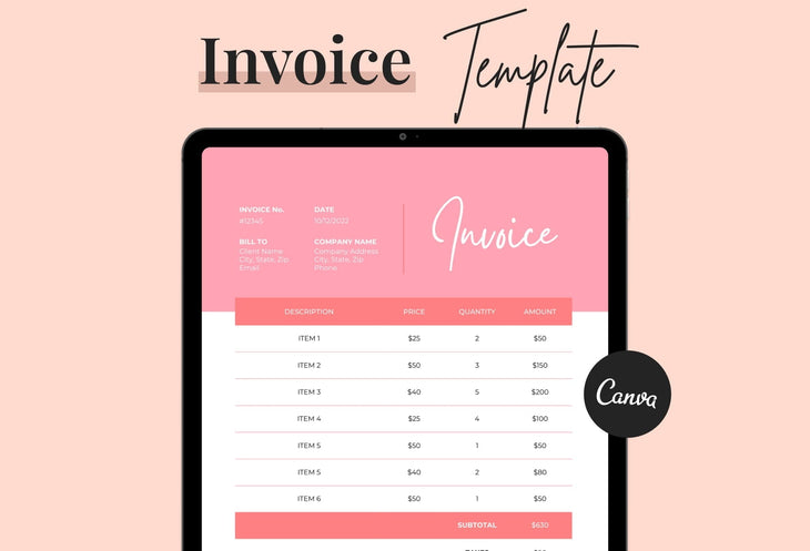 Ladystrategist Roseberry Invoice Canva Template Printable and Editable instagram canva templates social media templates etsy free canva templates