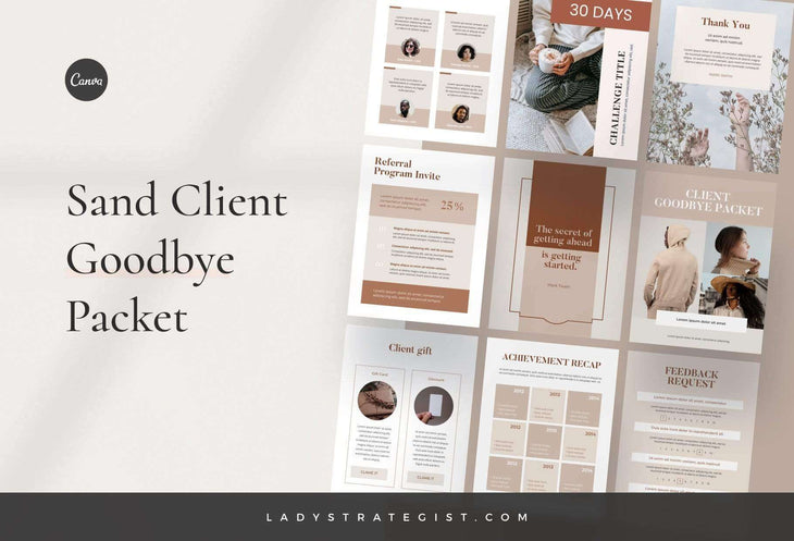 Ladystrategist Sand Client Goodbye Packet instagram canva templates social media templates etsy free canva templates