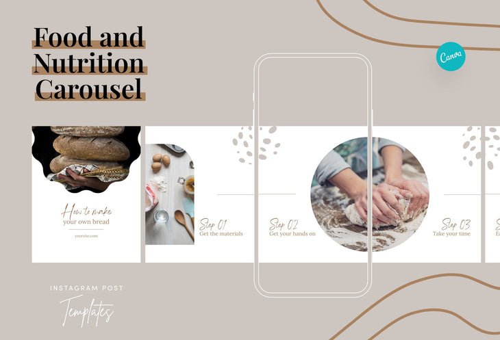 Ladystrategist Scarlett Food and Nutrition 6-Page Carousel Canva Template instagram canva templates social media templates etsy free canva templates