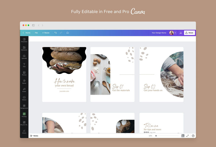 Ladystrategist Scarlett Food and Nutrition 6-Page Carousel Canva Template instagram canva templates social media templates etsy free canva templates