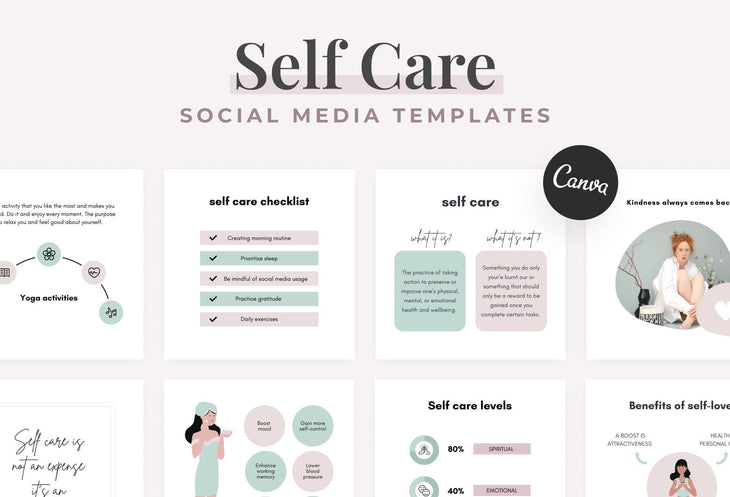 Ladystrategist Self Care Social Media Canva Templates instagram canva templates social media templates etsy free canva templates