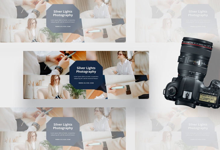 Ladystrategist Silver Lights Facebook Cover for Photographers Editable Canva Template instagram canva templates social media templates etsy free canva templates