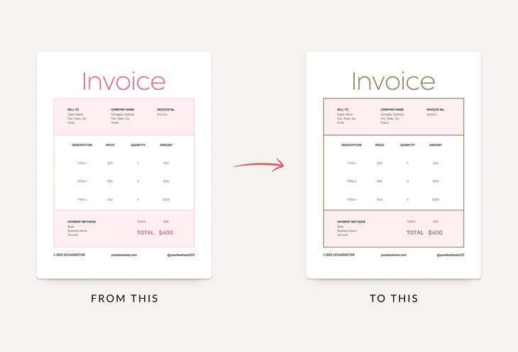 Ladystrategist Snow Pink Invoice Canva Template Printable and Editable instagram canva templates social media templates etsy free canva templates