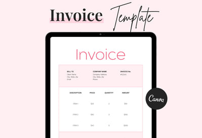 Ladystrategist Snow Pink Invoice Canva Template Printable and Editable instagram canva templates social media templates etsy free canva templates