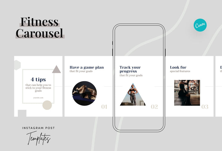 Ladystrategist Stella Fitness 6-Page Carousel Canva Template instagram canva templates social media templates etsy free canva templates