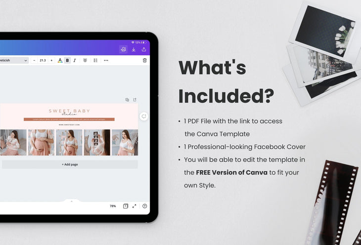 Ladystrategist Sweet Baby Studio Facebook Cover for Photographers Editable Canva Template instagram canva templates social media templates etsy free canva templates