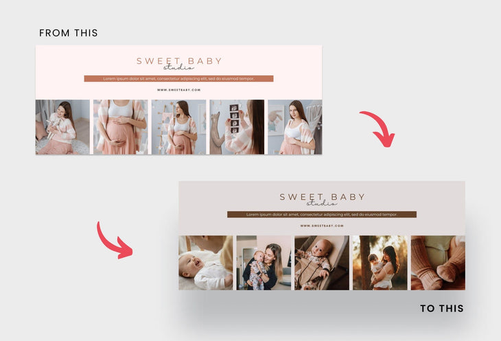 Ladystrategist Sweet Baby Studio Facebook Cover for Photographers Editable Canva Template instagram canva templates social media templates etsy free canva templates