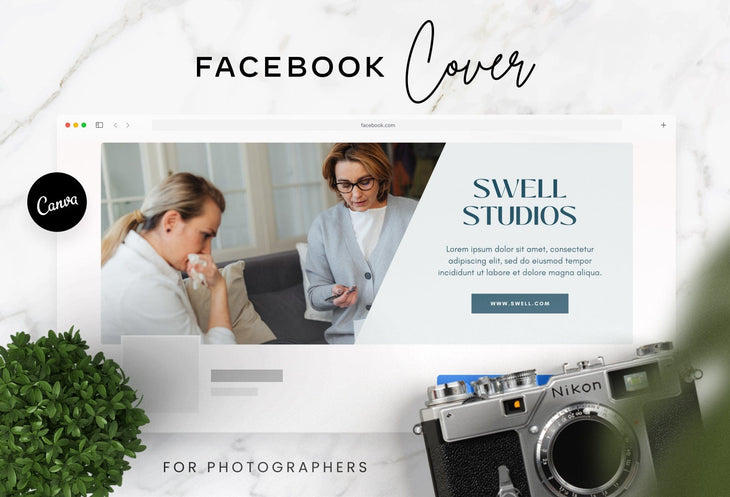 Ladystrategist Swell Studios Facebook Cover for Photographers Editable Canva Template instagram canva templates social media templates etsy free canva templates