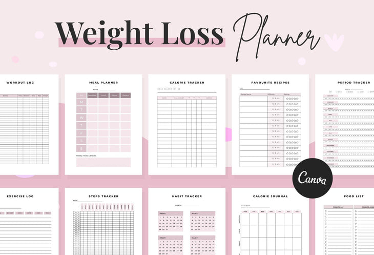Ladystrategist Weight Loss Planner Canva Template instagram canva templates social media templates etsy free canva templates