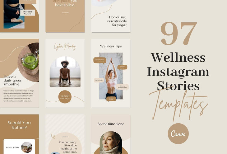 Ladystrategist Wellness Coach - 97 Done-for-You Wellness Instagram Stories - Fully Editable Canva Templates instagram canva templates social media templates etsy free canva templates