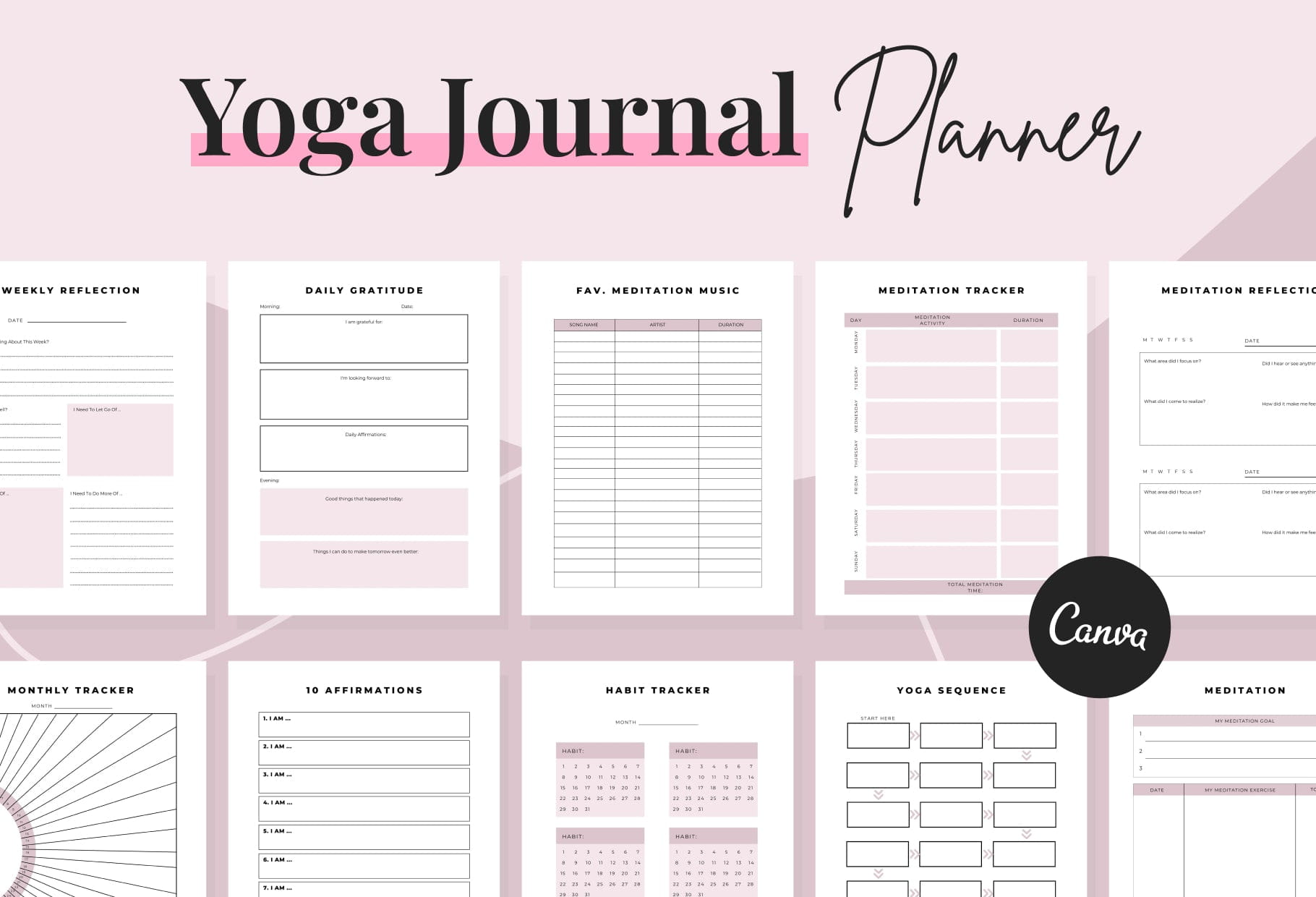 Yoga Printable and Editable Journal Canva Template – Ladystrategist Shop