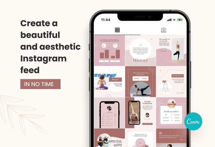 Ladystrategist YOGA Rose - 97 Done-for-You Yoga Instagram Posts - Fully Editable Canva Templates instagram canva templates social media templates etsy free canva templates